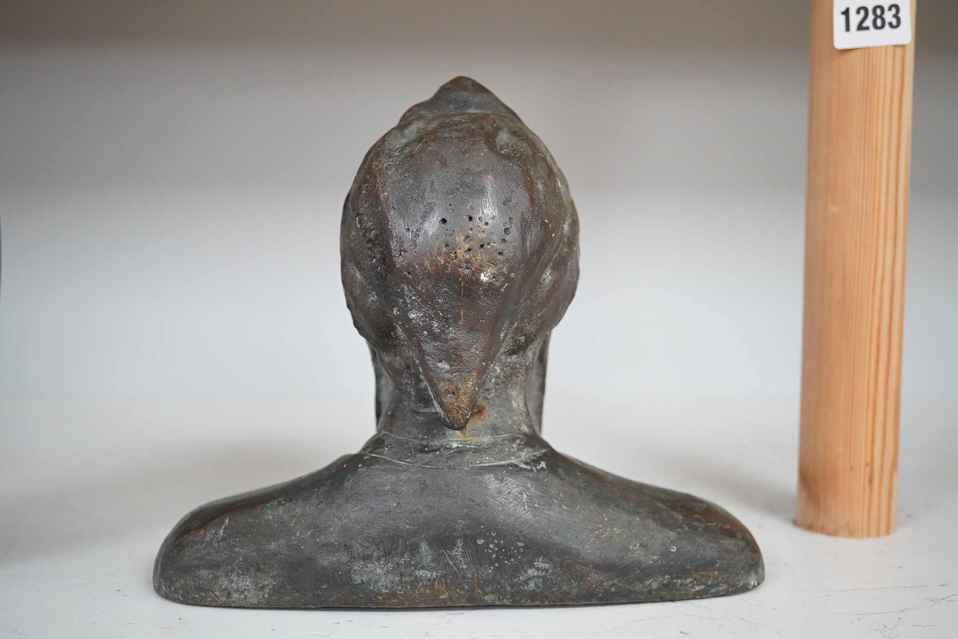 A 20th century heavy cast bronze bust, of Danté, 19cm high. Condition - fair